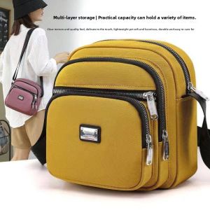 2025 New Oxford Cloth Crossbody Bag Waterproof Nylon Small Cloth Bag Single Shoulder Sling Bag Multi-layer Mobile Phone Wallet