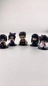 Bandai | Demon Slayer Q Version Figure Sitting Position Toy Tanjiro Nezuko Inosuke Zenitsu PVC Doll Model Ornament Gift