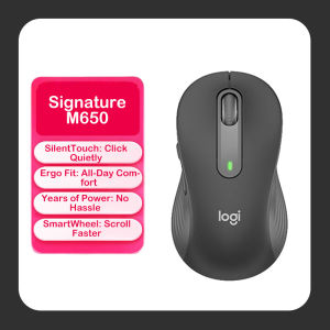 Logitech | Logitech M650 Dual-mode Wireless Bluetooth Mouse Silent Buttons Ergonomic for Large & Medium Hands Portable Office Gift