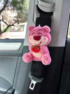 Car Safety Belt Shoulder Pad Cover Cute Fancy Strawberry Bear Doll Car Cartoon Female Car Interior Ornaments Ornaments