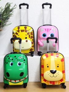 Cartoon Childrens Luggage 18 Inch Travel Suitcase Cute Animal Design for Boys And Girls with Four-Way Rotating Wheels