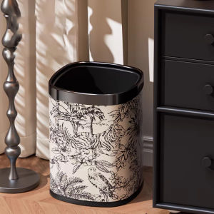 12L/15L Vintage leather trash bin large capacity trash can  without lid modern modern household dustbin for bathroom living room bedroom office