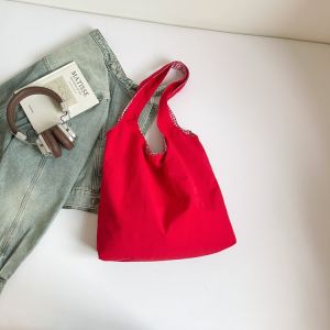 Cute Dog Embroidery Nylon Vest Bag Large Capacity Korean Style Student Single Shoulder Commuter Tote Bag for Women And Men