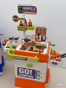 Kitchen Toys BBQ Cart Playset Barbecue Lights and Sounds Cooking Grill Pretend play toys for Kids