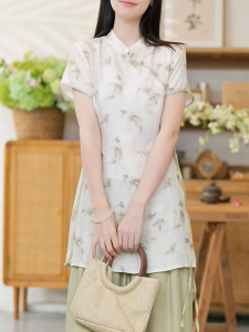 QINGNAER | Gentle Slimming Artistic Midi Summer Womens Shirt