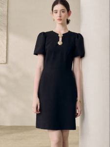Roey s house | Elegant Office Suitable A-Line Short Black Dress