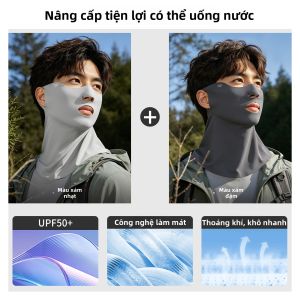 WANBAOLV | Khẩu Trang Che Cổ Chống UV Thoáng Khí Lụa Băng
