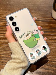 Transparent Coconut Wax Pencil Cartoon Phone Case for Samsung S24 S25 Ultra S23+ S22 S21FE Note20 Men Women New Cute Design
