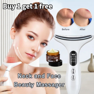 O-New EMS Heated Neck Face Lift Massager LED Photon Therapy Neck Firm Tighten Machine Double Chin Reducer Anti Wrinkle Anti-Aging Tools