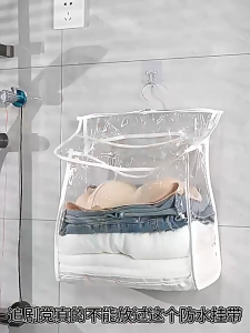 Waterproof Hanging Toiletries Bag Bathroom Shower Bag Transparent Clothes Storage Bag with Phone Pocket
