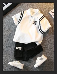 Summer boys T-shirt clothes set Korean version fashion cool and comfortable childrens Polo clothing suits handsome