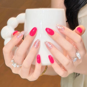 GANGHOU | Magenta Wearable Nail Tips Long Style for Wedding Photography