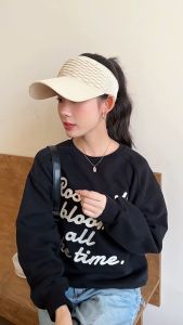 หมวกกันแดดกันแดดกันยูวีสำหรับผู้หญิงหมวกแบบเปิดด้านบนหมวกสำหรับเดินทางชายหาดกีฬากลางแจ้งหมวกเบสบอลถักนิตติ้ง