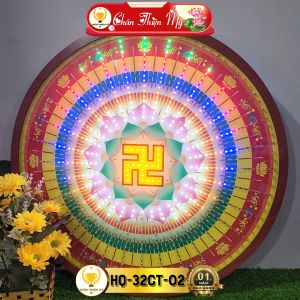 Hào Quang Led 32 Chương Trình Hoa Sen Chữ Vạn CHÂN THIỆN MỸ Đèn Trang Trí Bàn Thờ Cho Tượng Phật HQ-32CT-02
