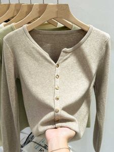 Elegant Long Sleeve Base Shirt Inner Wear Slim Fit Fashionable Autumn Winter New Style European Fashion Womens Cashmere Top