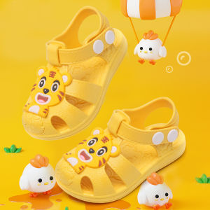 Boys and Girls Sandals Toddler Kids Closed Toe Plastic Sandals Soft Bottom Cartoon Baby and Infant Non Slip Diaper Slippers