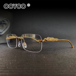 Kính Mát Thời Trang Không Gọng Hình Chữ Nhật Họa Tiết Báo Đốm Cổ Điển Chống Tia UV400 Dành Cho Nam Và Nữ Kiểu Dáng Vuông Gọng Kim Loại Hình Đầu Báo