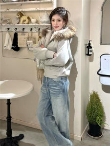 Extended Length American Retro Blue Wide Leg mid Low Waist Jeans Women Loose Slimming Spring Floor Length Pants