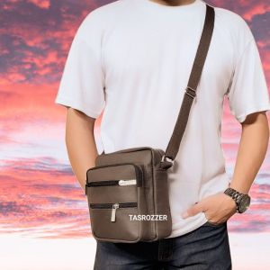 Tas hp selempang kulit sapi polos tanpa merk model banyak saku