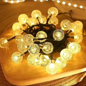 5/7/12M Solar Crystal Ball Lamp String Outdoor Waterproofing Christmas Lights Courtyard Festival LED Decorative Lamp