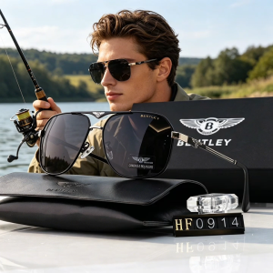 BENTLEY Offical Authentic Polarized Sunglasses For Men Ultralight Metal Frame Anti Glare Shades For Driving Travel UV Protection
