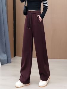 Ankela Red High Waist Wide Leg Pants Womens Spring Autumn New Style Elastic Straight Cut Sweatpants Casual Comfortable