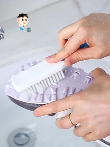 Colored Soft-bristle Shoe Brush with Handle Multi-functional Soft-bristle Laundry Brush Non-shedding Cleaning Brush