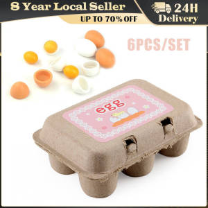 6pcs Wooden Eggs Toy Egg Kitchen Toys Kids Play Food Cooking Kitchen Pretend Play Food Set for Baby Early Development & Learning