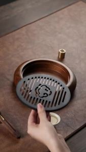 Walnut Wood Tea Tray Solid Wood Minimalist Dry Brewing Tea Table Small Bakelite Tray with Teapot Coaster for Tea Lovers