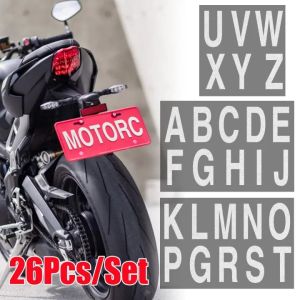 26Pcs/Set Car Reflective Letter Number Sticker Waterproof Sun Protection License Plate Mailbox Decoration Decal Label Car Night Driving Safety Warning Sticker