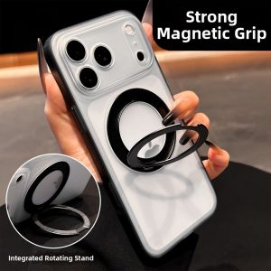 DAIMANG | Anti-Fingerprint Rotating Magnetic Mount Transparent Shockproof Phone Case