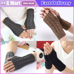 1Pair Fingerless Wrist Gloves Twists Decorative Pattern Warm Hands Winter Mittens Soft Outdoor Stretch Gloves for Women Girls