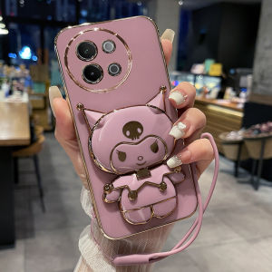 Vivo S18e Phone Case Silicone Protective Full Cover Anti-Fall Soft Shell with Mirror Cute Cartoon Female Version 5G Compatible