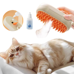 Dog and Cat Steam Spray Brush 3-in-1 Pet Rechargeable Silicone Spray Brush for Massaging Cleaning and Removing Loose Hair