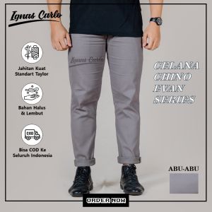 Celana Panjang Pria Chino Evan Slimfit Hitam Jumbo Stretch Casual Santai Kerja Kantor Size 27-44