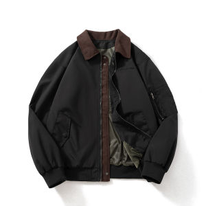 Áo Khoác Biker Mỹ Cổ Bẻ Dày Thường Ngày Cho Nam Mùa Thu Đông Áo Khoác Bóng Chày Cotton Rộng Rãi Thoải Mái