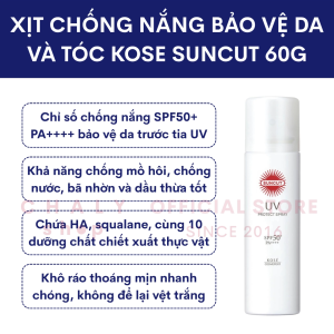 Xịt chống nắng bảo vệ da và tóc Kose Suncut SPF50+ PA++++ 60g Nhật