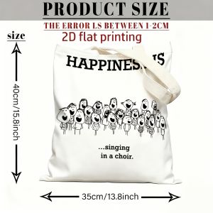 1 Piece Canvas Shoulder Bag for Music Enthusiasts Featuring Simple Drawings of a Choir and Love Slogans Lightweight Foldable Tote Bag with Fixed Shoulder Strap Reusable Shopping Bag Perfect Gift for Commuting Travel Shopping School and Festivals