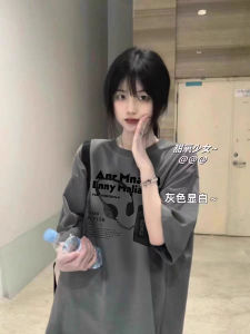 Grey Pure Cotton Short Sleeve T-Shirt Women Summer New American Loose Style Student Shoulder Length Half Sleeve Top