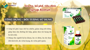 Siro ho bổ phế tiêu đờm Syrup Acetun chai 100ml Hộp 20 ống x 5ml