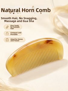 IMLUCKY | Natural Horn Comb Ladies Scalp Therapy Portable Massage Comb