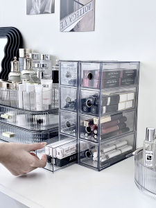 Large Capacity Cosmetic Storage Box Transparent Desktop Makeup Brush Eyebrow Pencil Lip Glaze Drawer Organizer Makeup Case