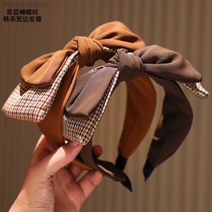 Princess Style Childrens Hairband Wide Edge No Headache High Forehead Cute Bear Hair Clip for Girls Dual Layer Butterfly Knot