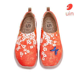 UIN ToledoI Womens Floral Flat Shoes Fashion Slip on Canvas Loafers Art Painted Travel Shoes