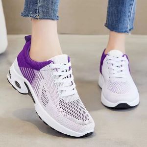 Women Korean Style Mesh Breathable Sneakers LightWeight Flat Casual Shoes Black Rubber Running Shoes For Women On Sale Jogging Shoes