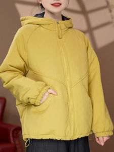 Midlife Womens Fashionable Hooded Fleece Lined Jacket Loose Warm Cotton Coat Winter New Arrival Commute Style Side Pocket