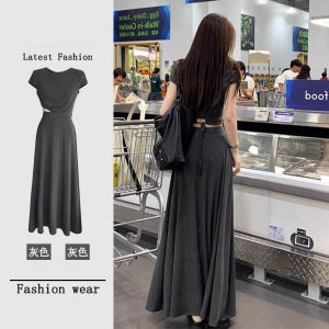 Black Short Sleeve Design Unique Dress Womens Summer 2025 New Small Size High-End Feeling Complete Set Fashionable Outfit