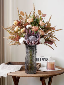 ดอกไม้ประดิษฐ์แบบหรูหรา ดอกไม้ประดิษฐ์แบบเทียม ดอกไม้บัว ดอกไม้ตกแต่งโต๊ะรับประทานอาหารในห้องนั่งเล่น ดอกไม้เทียม ดอกไม้พลาสติก