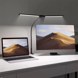 LED Desk Lamp with Clamp Double Head Architect Eye-Caring With 360° Adjustable Gooseneck 3 Lighting Modes For Studying Working