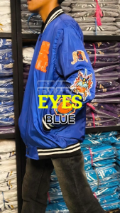 HAPPY Windbreaker Varsity Jacket Pria Wanita  Full Bordir Eyes Blue Series